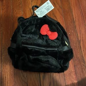 NWT Hello Kitty Black Fluffy Mini Backpack